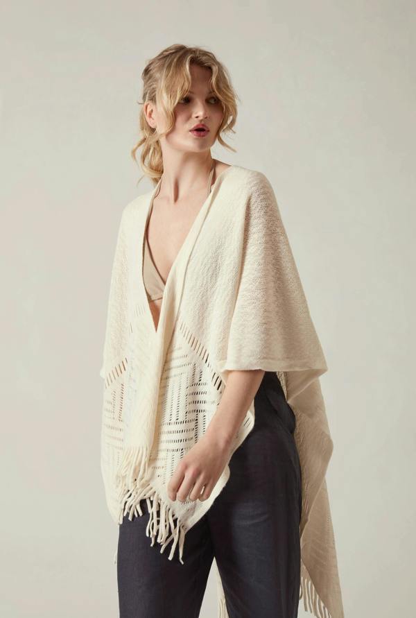 James Lakeland Cream Pointelle Knit Kaftan