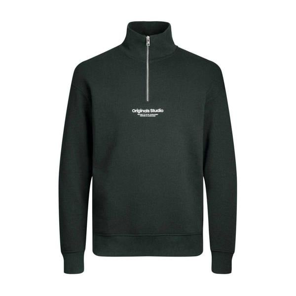Jack And Jones Mens Quarter Zip Regular Sweatshirt - Forest - 