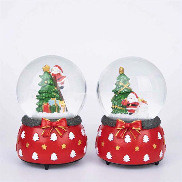 15cm Musical Christmas Snow Globe with Santa on Tree Scene and Resin Base image 6