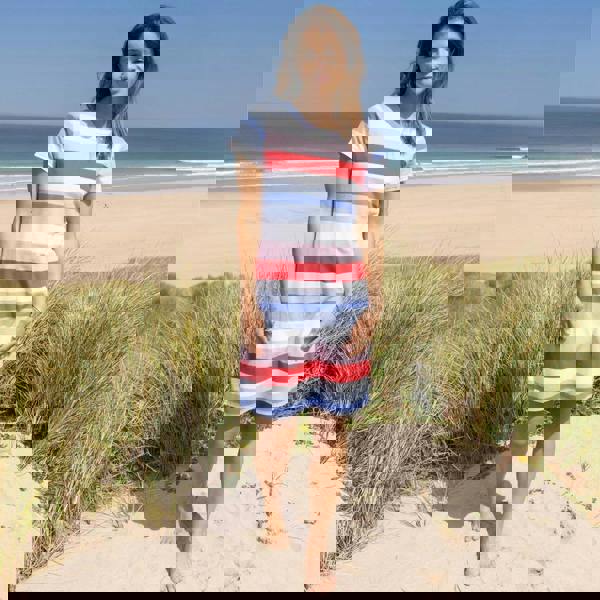 Lazy Jacks Women's Striped T-Shirt Dress - Red