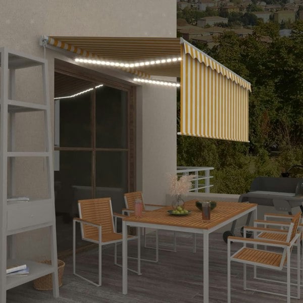 Berkfield Manual Retractable Awning with Blind&LED 3.5x2.5m Yellow&White