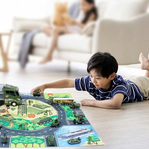 deAO Toys Die-Cast Rescue Truck Toy Set with a Carrier Truck with Map, and Accessories for Kids