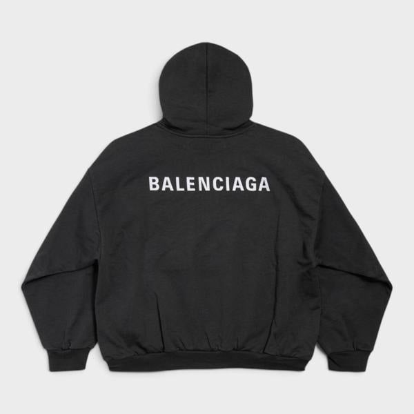 Balenciaga Logo Back Medium Fit Hoodie Black White