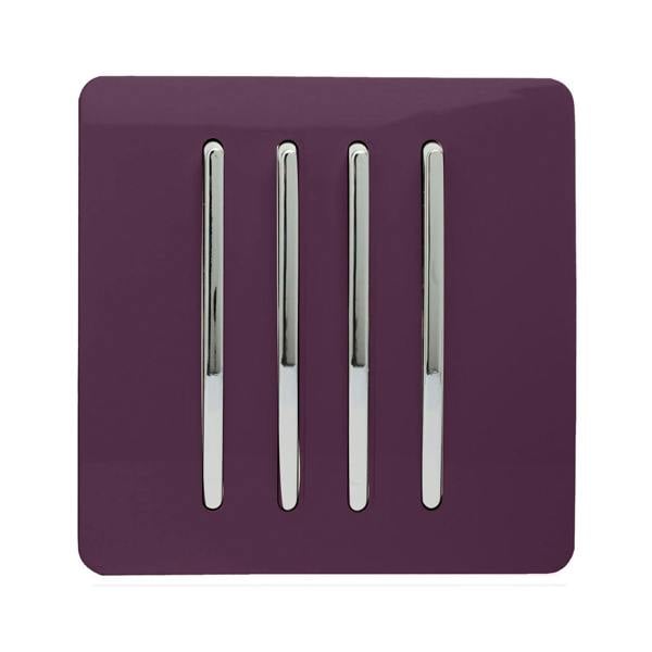 Trendi Switch 4 Gang 1 or 2 way Rocker Light Switch in Plum Purple