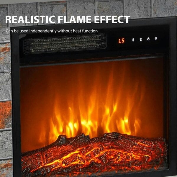 Freestanding Electric Fireplace Suite, 1800W, Open Shelf, Electric Fire and Surround with LED Flame, Remote, White