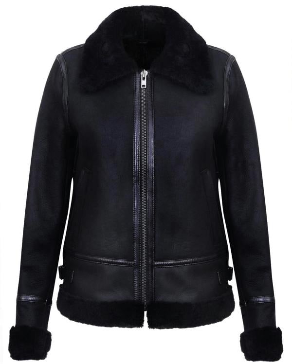 Infinity Leather Womens Black B3 Sheepskin Leather Jacket-Campinas