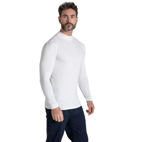 Craghoppers Mens Mock Neck Long-Sleeved Golf Top - White - 