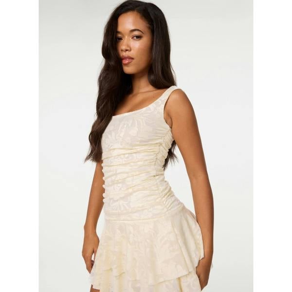 Pink Vanilla Jersey Jacquard Square Neck Mini Dress