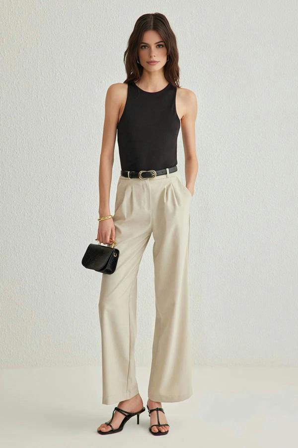 WOVCOR Wide Leg Pleated Trousers