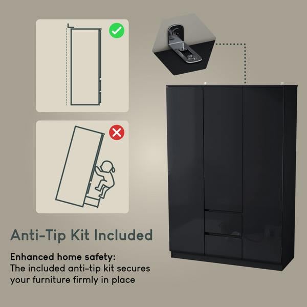 Vida Designs Glinton 3 Door 2 Drawer Wardrobe