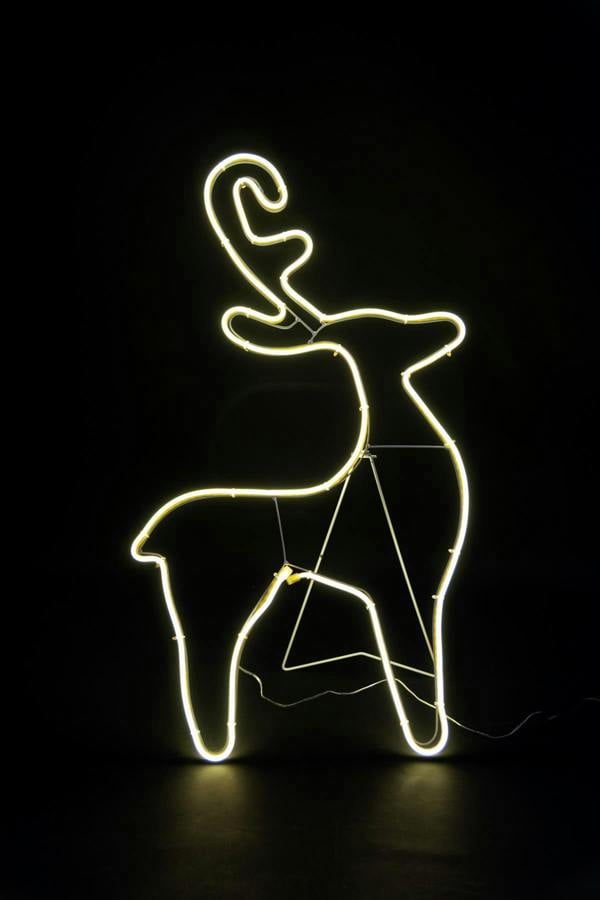 74 x 40cm to 89 x 50cm Reindeer Neon Effect Rope Light Silhouettes with 90 Warm White LEDs image 1