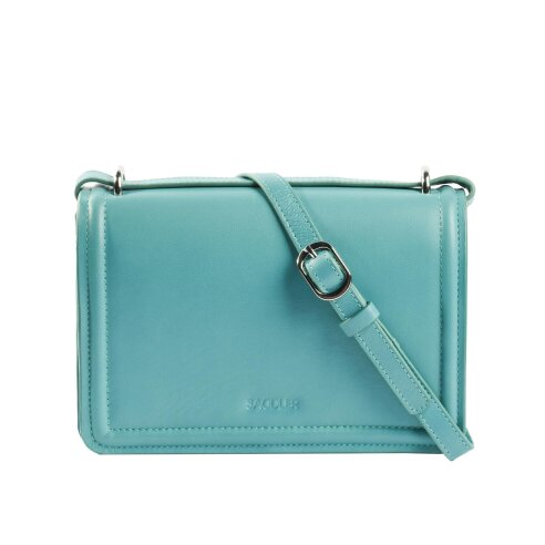 SADDLER "Kate" Leather Flapover Handbag - Dual  Function Strap,  Phone Pocket - RFID Protected - Teal