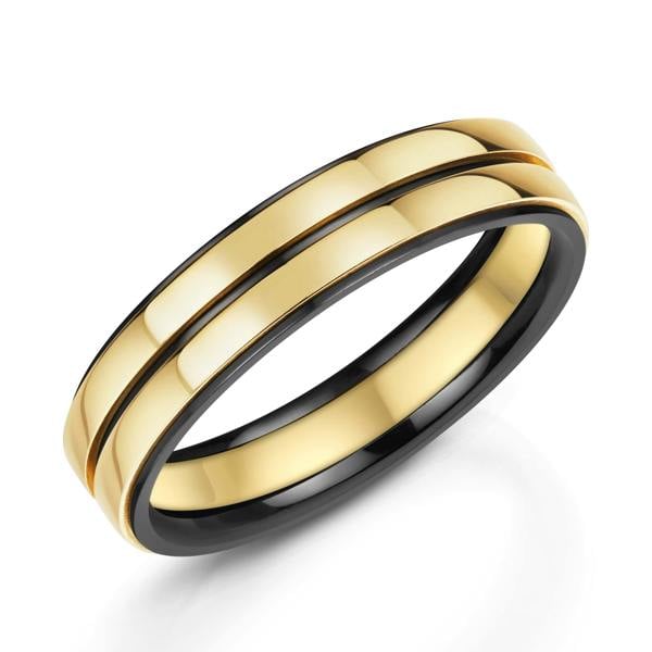 Sarah Layton Zirconium & 9ct Yellow Gold Wedding Ring, 5.5mm