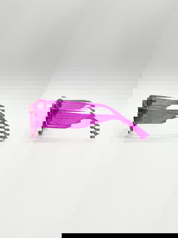 SVNX Angular Sunglasses in Translucent Hot Pink