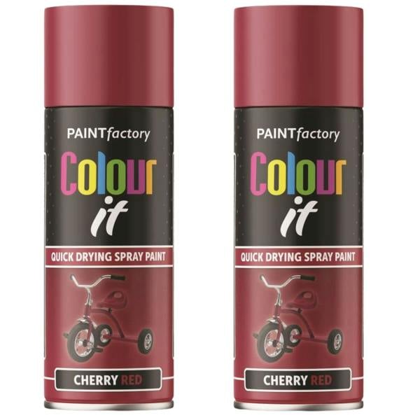 Paint Factory 2X  Cherry Red Gloss Spray Paint 400ml