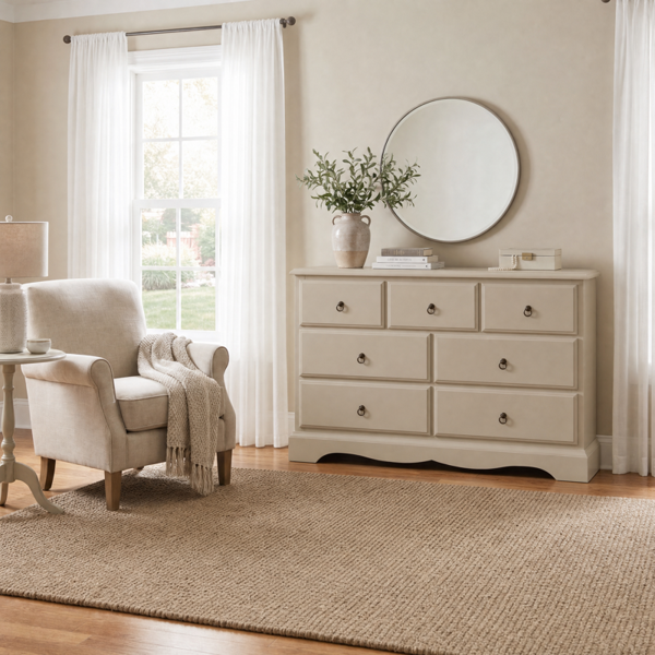 Statement Furniture Romance Large 3 Over 4 Chest of Drawers, Assembled Wide Bedroom Storage