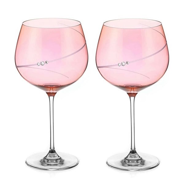 Diamante Pink Silhouette Gin Glass with Swarovski Crystals - Set of 2