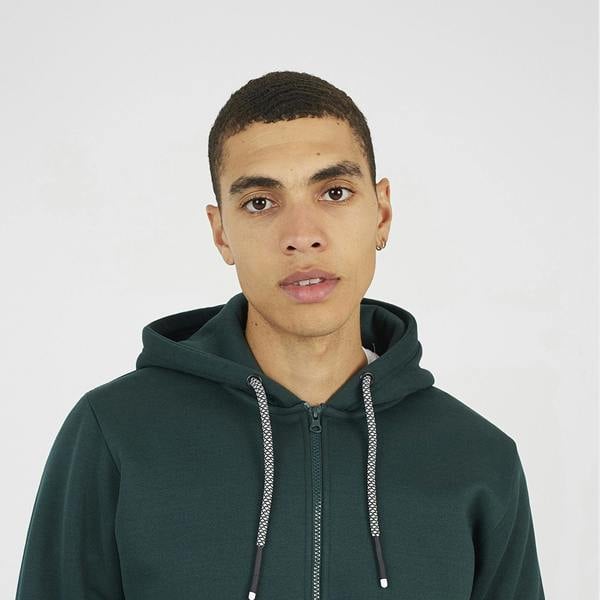 Brave Soul Dark Green Full Zip Hoodie - Dark Green Image 4