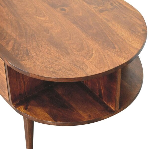 Artisan Furniture Solid Wood Chestnut Oval Coffee Table with 2 Drawers, Brown