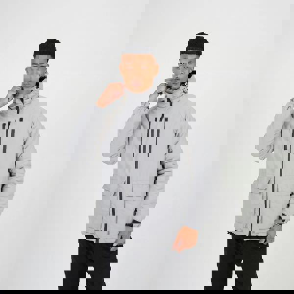 Brave Soul Light Grey Padded Hooded Jacket - Light Grey Image 1