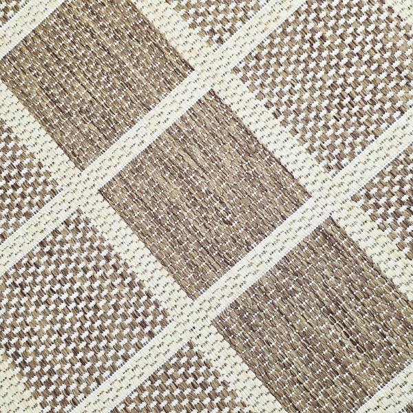 Viva Rugs Non-Slip Beige Brown Rug Geometric Border Design Flat Weave Kitchen Dining Room Living Room Area Mat
