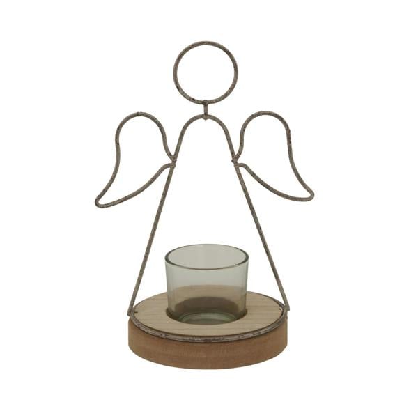 Hill Interiors Outline Angel Tealight Holder - Brown/Silver - 