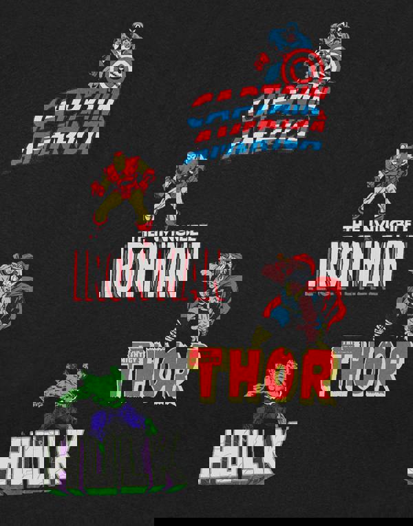 Marvel Mens Black Multi Character Short Sleeved T-Shirt