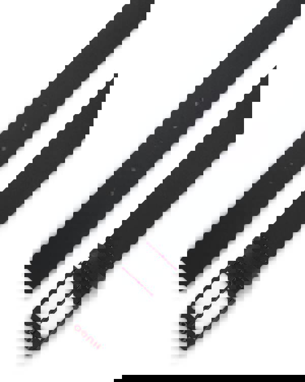 HUGO Gelio B Mens Italian-Leather Belt with Angular Logo Buckle  - Black 001 | CHO | Designer Mens Belts