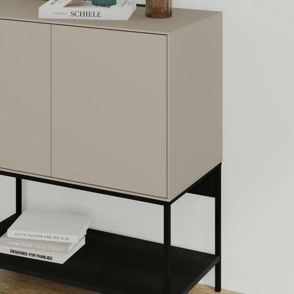 Decortie Amira 80cm Modern Console Table, Small Sideboard with Metal Legs & Push-to-Open Doors