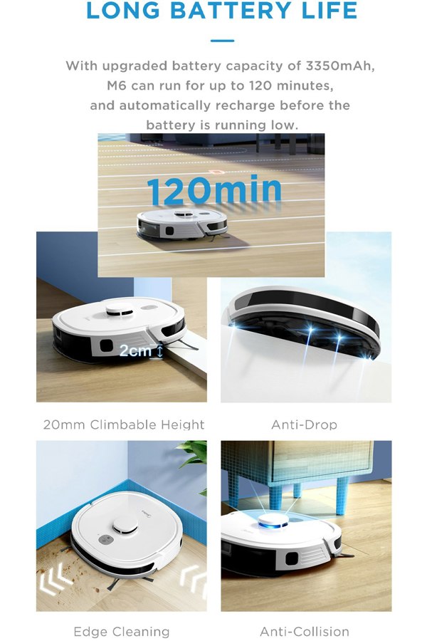 Midea M6 Robot Vacuum Cleaner and Mop, Carpet Cleaner, LiDAR Multi-Level Mapping, 2-in-1, Powerful Suction, Anti-Collision Sensors
