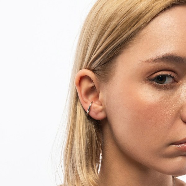 Spero London Fine Diamond Sterling Silver Ear Suspension Semi-Hoop Earrings