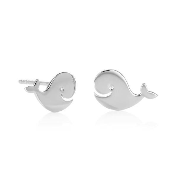 namana 925 Sterling Silver Fun Whale Shaped Small Stud Earrings for Women