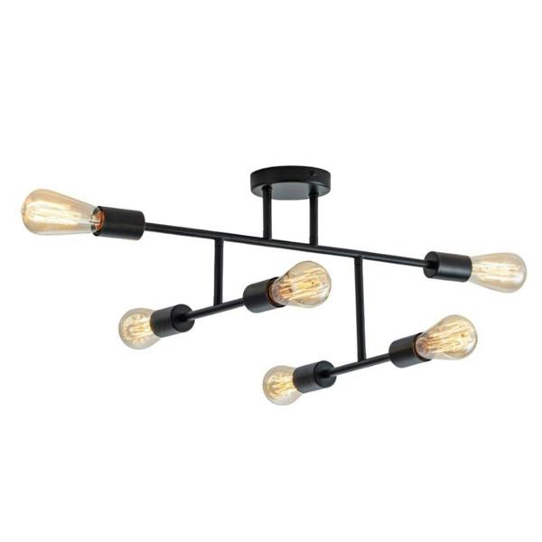 Pagazzi Lighting Leni 6-Light Black Semi-Flush Ceiling Light