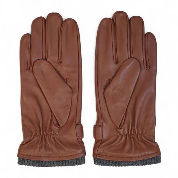 Infinity Leather Men’s Italian Leather Warm Wool Lining Winter Knit Rib Gloves - M-LGV-105