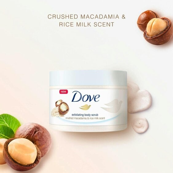 Dove Exfoliating Body Scrub Crushed Macadamia & Rice Milk, 225ml