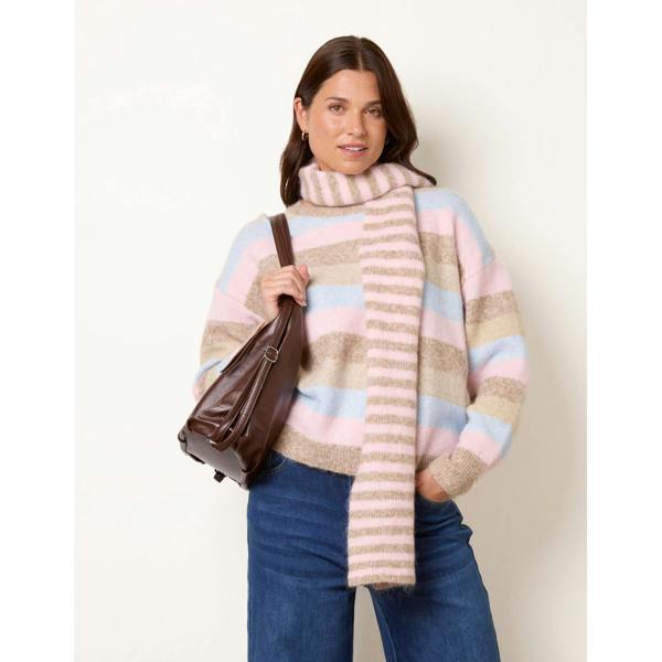 Blue Vanilla Stripe 2 in 1 Scarf Jumper