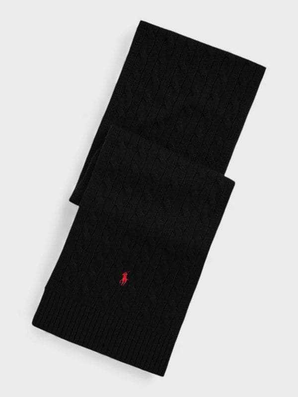 Polo Ralph Lauren Cable Knit Scarf Black