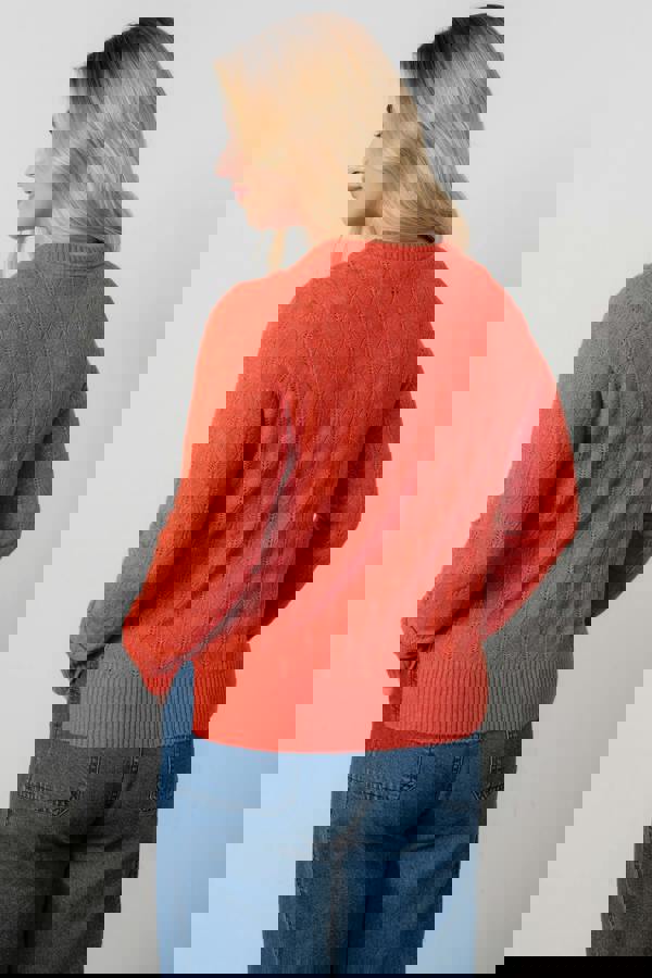 Lily & Me Harefield Pointelle Knit Jumper Red