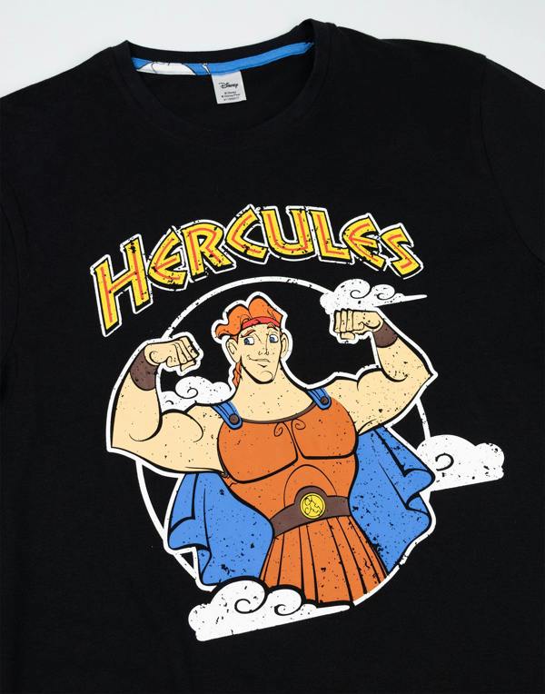 Disney Mens Black Hercules Short Sleeve Long Leg Pyjama Set