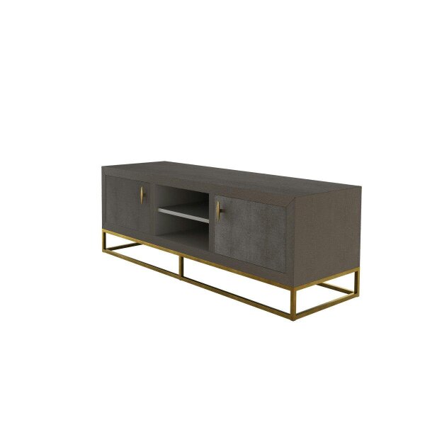 Wyld Haus Mandalo Brown Shagreen and Brass Two Door TV Unit
