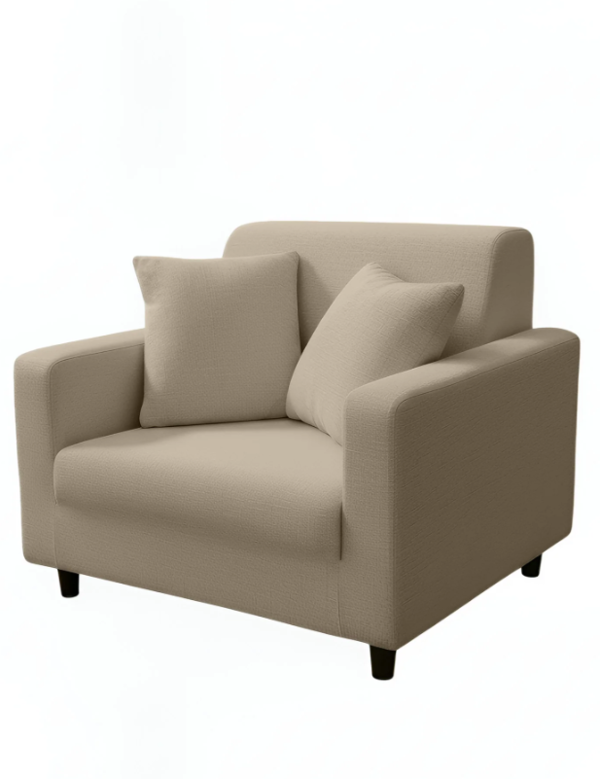 Anyseat 1 Seater Sofa Cover Plain Beige Style and Protection For Living Room Sofa Chair Elastic Stretchable Slipcover