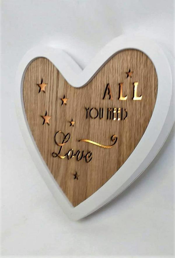 White Wooden Heart LED Table Top Decoration for Christmas and Home Display image 7