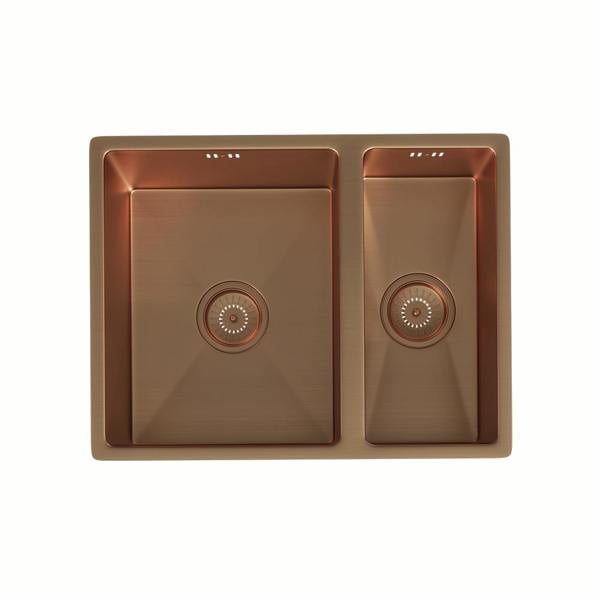 Flode Möckeln | 1.5 Bowl Stainless Steel Kitchen Sink | Inset or Undermounted | Strainer Wastes Supplied | Copper Finish