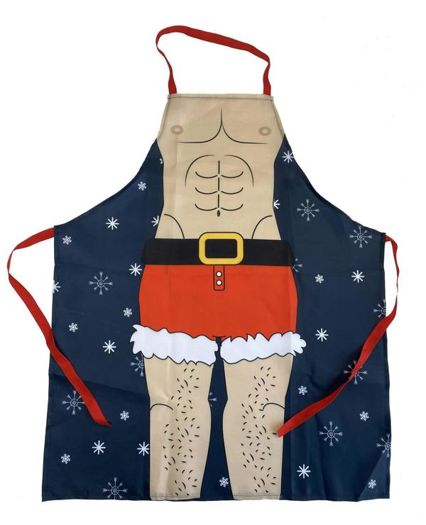Six Pack Apron Fun Festive Novelty Christmas Aprons for Parties, Cooking and Seasonal Gatherings image 1