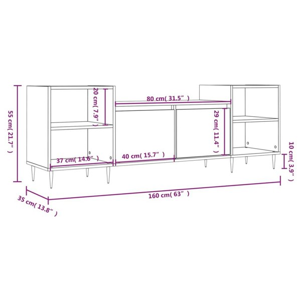 Berkfield TV Cabinet White 160x35x55 cm Engineered Wood