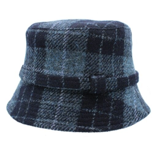 Heather Hats & Accessories Harris Tweed Wide Brimmed Bucket Hat, Cotton Lining, Outdoor Wear, Graphite
