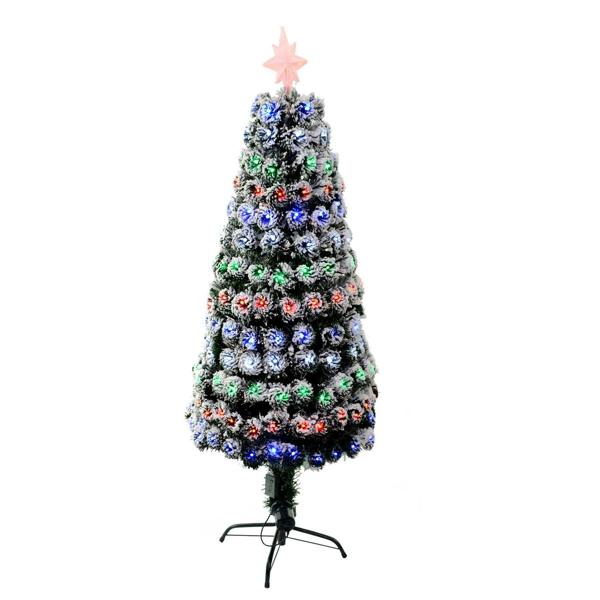 2ft to 6ft Frosted Tips Fibre Optic Christmas Trees with 8 Light Modes, PVC Green Tips image 1