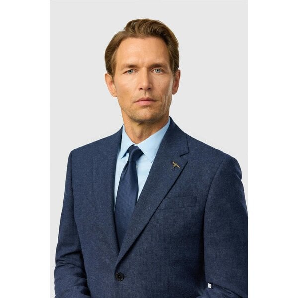 Ted Baker Tailored Fit Navy Texture Puppytooth Jacket