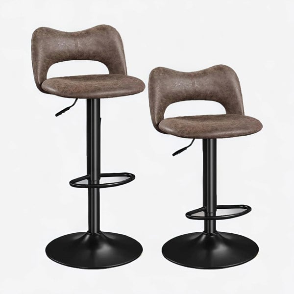 Rafaelo Mobilia Adjustable Height Retro Brown Bar Stools Set Of 2