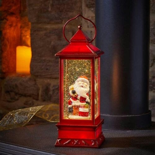 Samuel Alexander 29cm Battery Operated Light up SnowSwirl Santa Chimney Christmas Lantern Decoration